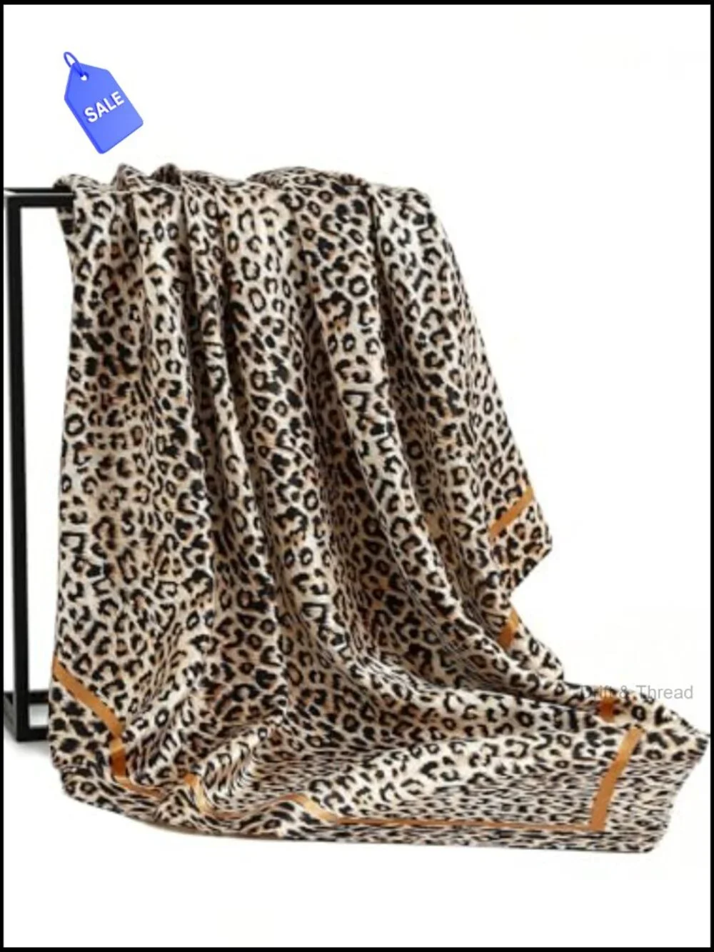35x35 Large Leopard Print Satin Scarf for Women Lightweight Hair Neck Wrap
